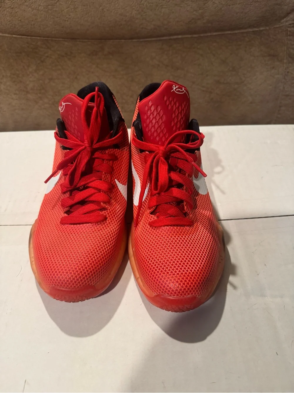Kids Nike Kobe Bryant mamba Red Athletic Sneakers with White Swoosh